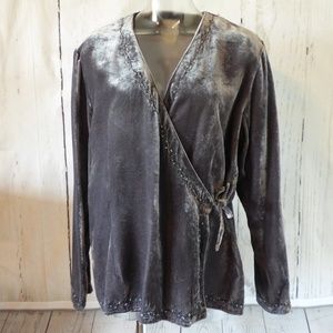 J. Jill Beaded Velvet Wrap Side-Tie Top 12